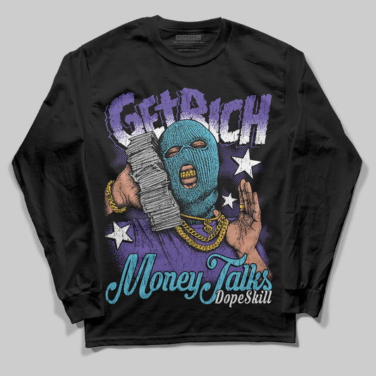 Jordan 8 Retro 'Aqua' 2025 DopeSkill Long Sleeve T-Shirt Get Rich Graphic Streetwear - Black