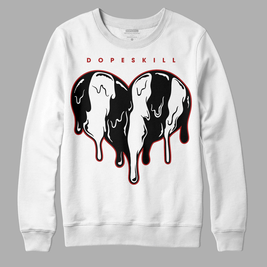 Jordan 14 "Black/White" DopeSkill Sweatshirt Slime Drip Heart Graphic Streetwear - White