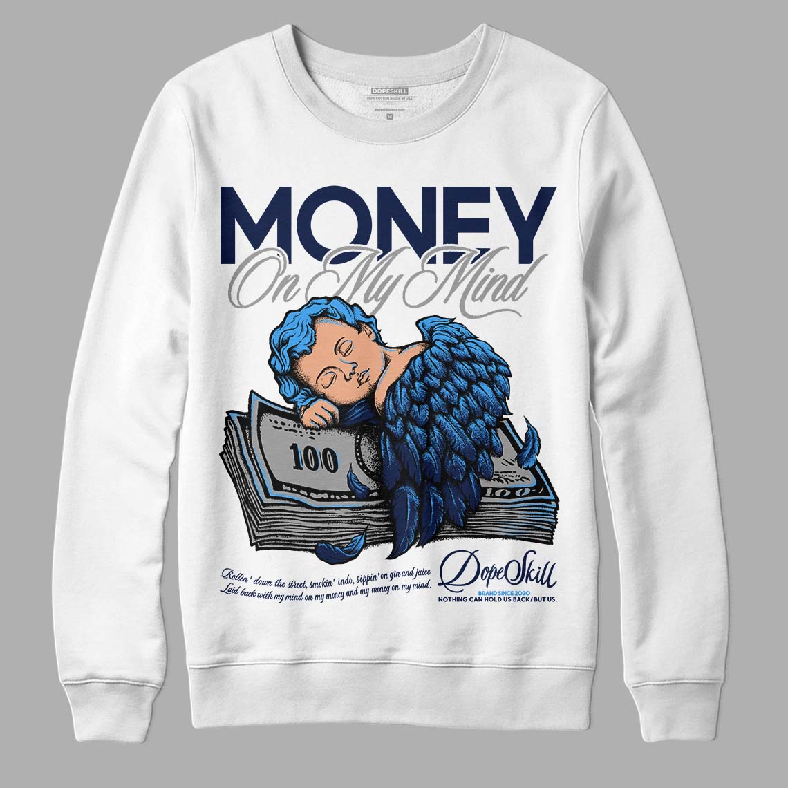 Jordan 3 "Midnight Navy" DopeSkill Sweatshirt MOMM Graphic Streetwear - White 