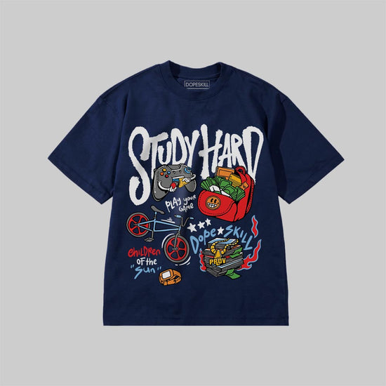 Study Hard DopeSkill Premium T-shirt Streetwear - Navy