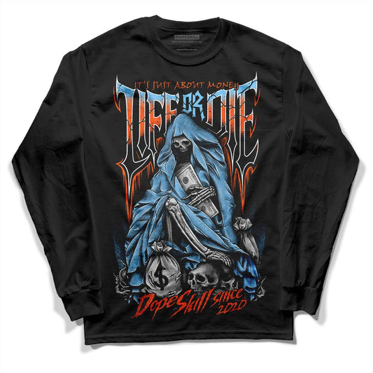 Dunk Low Futura University Blue DopeSkill Long Sleeve T-Shirt Life or Die Graphic Streetwear - Black