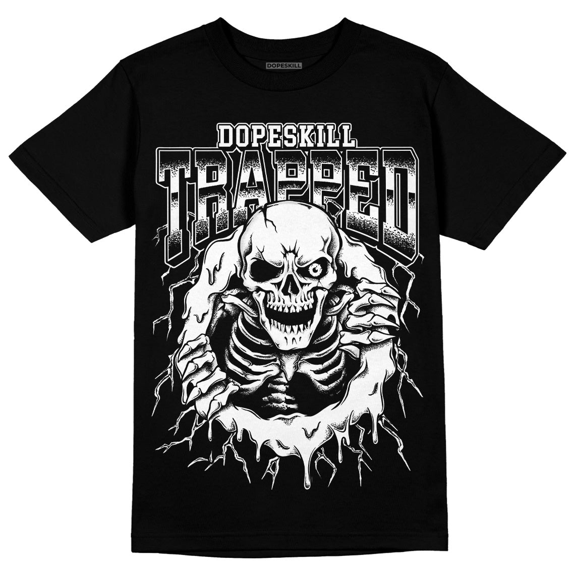 Jordan 1 High 85 Black White DopeSkill T-Shirt Trapped Halloween Graphic Streetwear - Black 