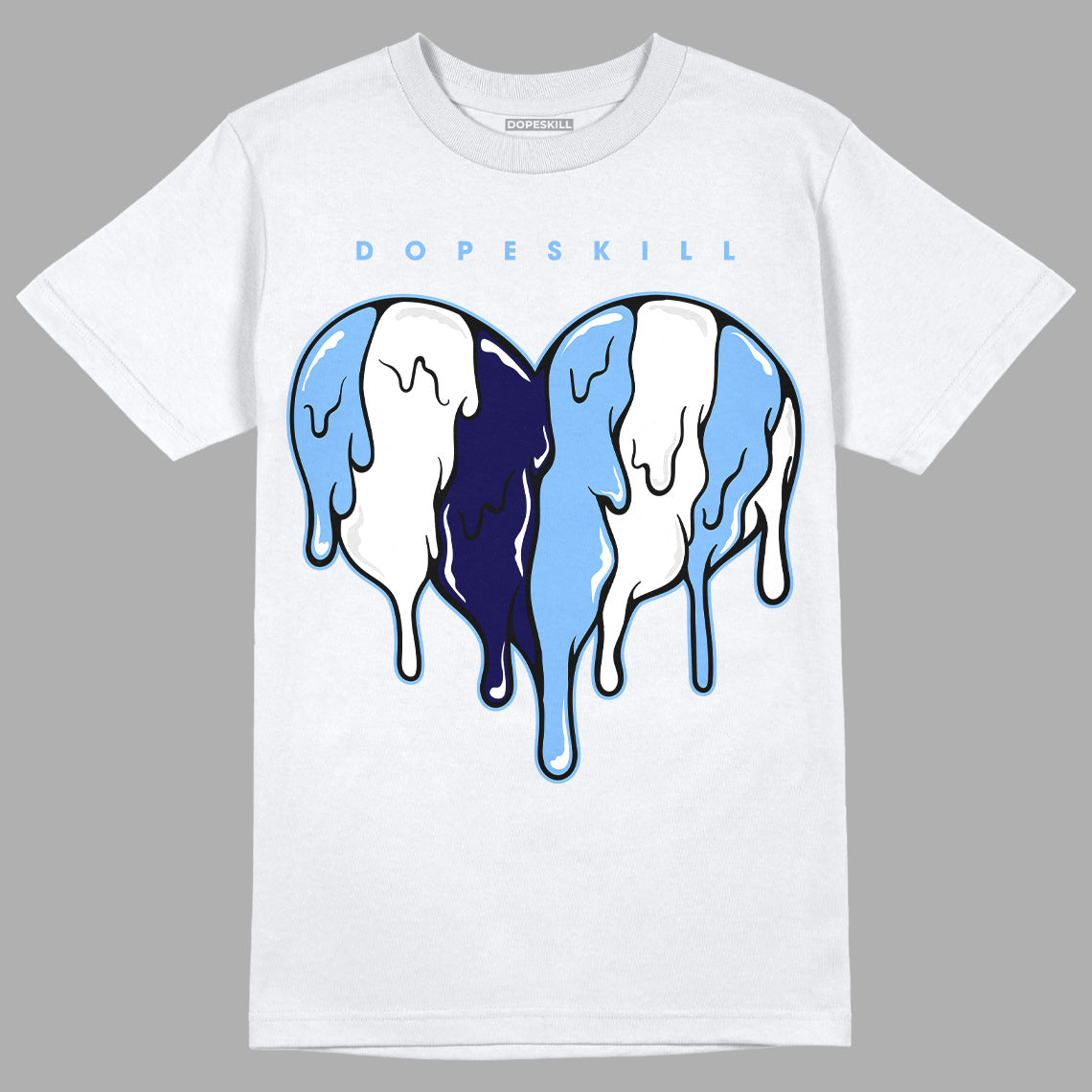 Jordan 6 University Blue DopeSkill T-Shirt Slime Drip Heart Graphic Streetwear - White 