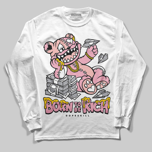 AMIRI White & Pink Stars Court Sneakers DopeSkill Long Sleeve T-Shirt Born To Be Rich Graphic Streetwear - White