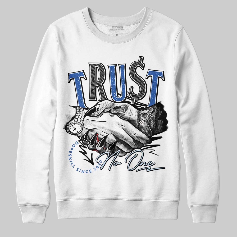 Awake NY x Jordan 5 Retro 'Black Racer Blue' DopeSkill Sweatshirt Trust No One Graphic Streetwear - White