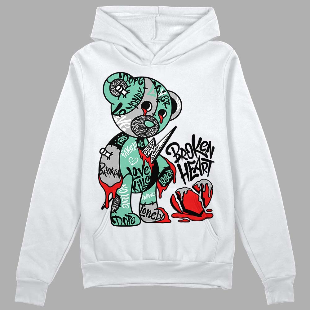 Jordan 3 "Green Glow" DopeSkill Hoodie Sweatshirt Broken Heart Graphic Streetwear - White 