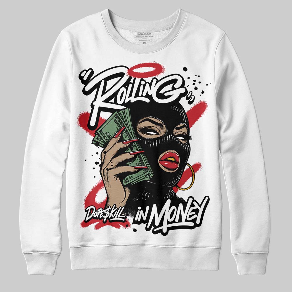 Jordan 11 Retro Low Bred (2025) DopeSkill Sweatshirt Rolling in Money Graphic Streetwear - White