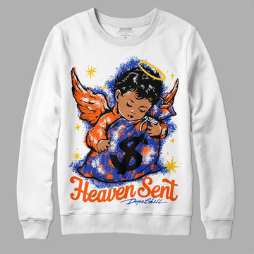 Dunk Low Futura Orange Blaze DopeSkill Sweatshirt Heaven Sent Graphic Streetwear - White