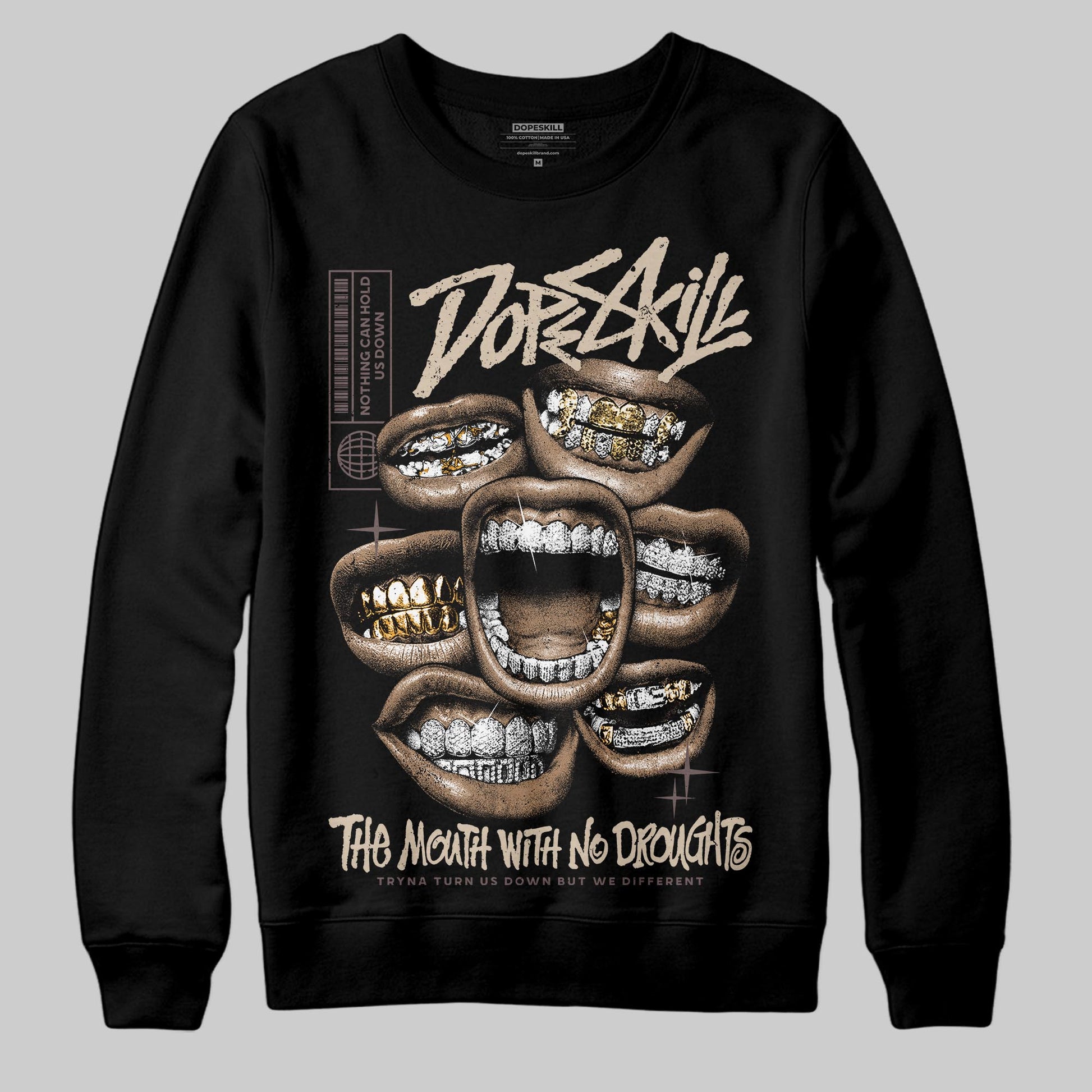 A Ma Maniére x Air Jordan 4 “Dark Mocha” DopeSkill Sweatshirt The Mouth With No Droughts Graphic Streetwear - Black