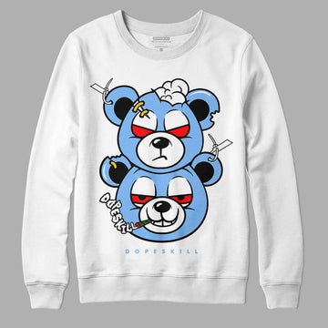 Jordan 9 Powder Blue DopeSkill Sweatshirt New Double Bear Graphic Streetwear - White 