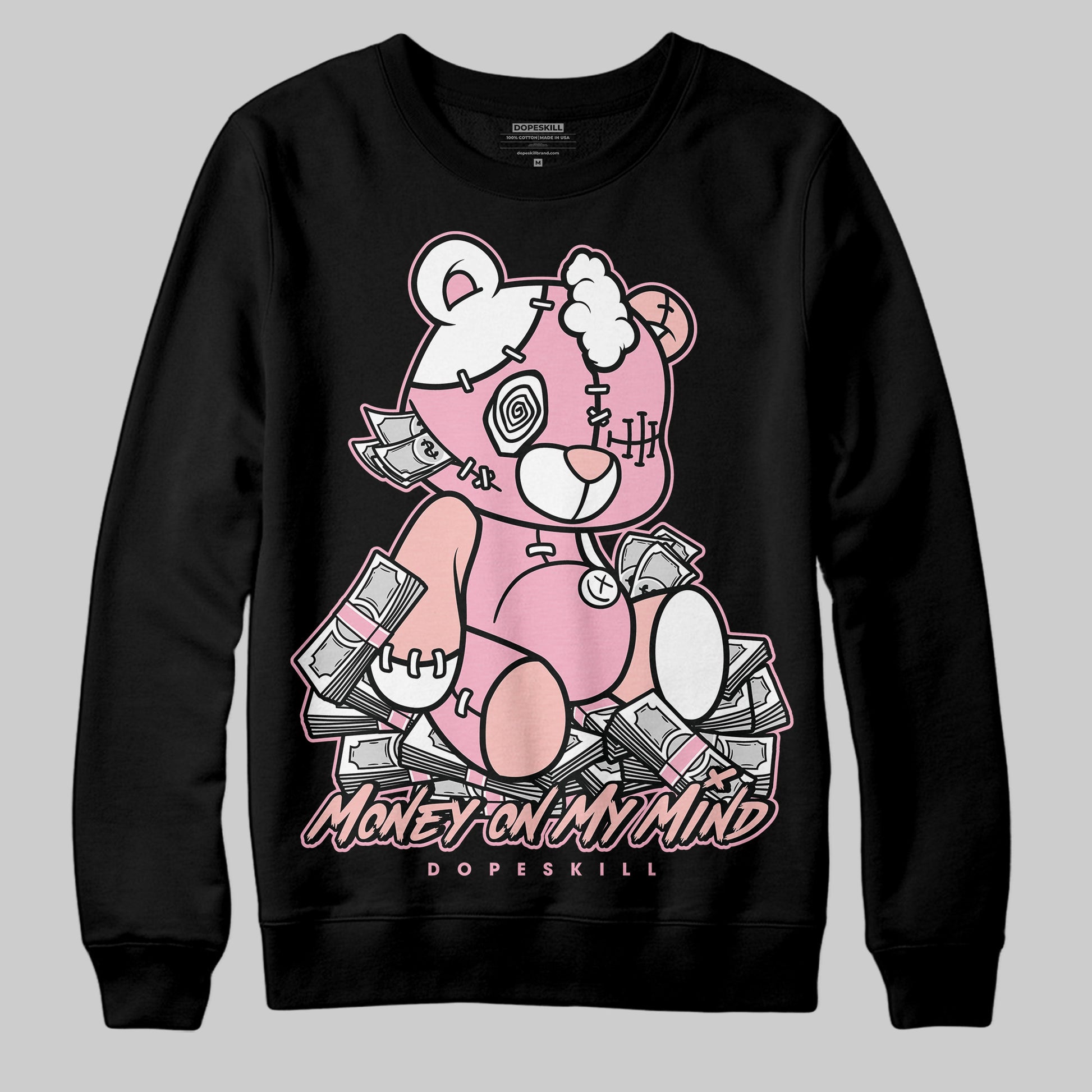 AMIRI White & Pink Stars Court Sneakers DopeSkill Sweatshirt MOMM Bear Graphic Streetwear - Black