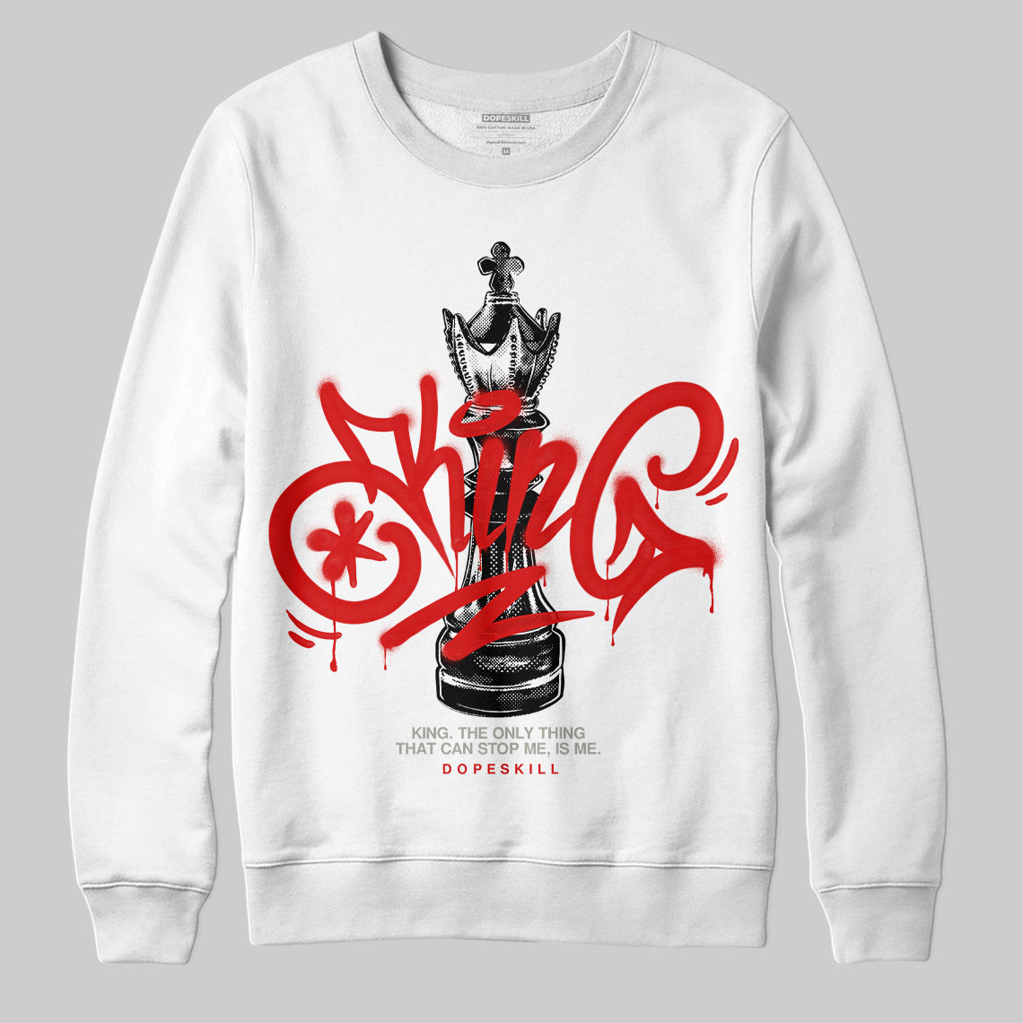 Jordan 3 Fire Red DopeSkill Sweatshirt King Chess Graphic Streetwear - White 