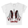 Jordan 12 “Red Taxi” DopeSkill Women's Crop Top Breathe Graphic Streetwear - White