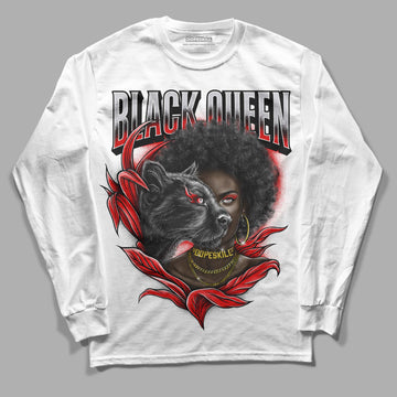 Jordan 4 Retro Red Cement DopeSkill Long Sleeve T-Shirt New Black Queen Graphic Streetwear - White