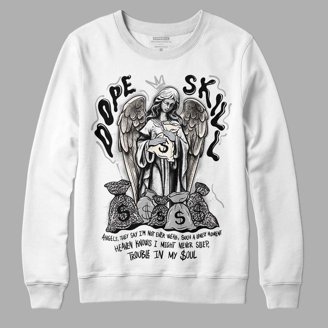 Jordan 3 “Off Noir” DopeSkill Sweatshirt Angels Graphic Streetwear - White