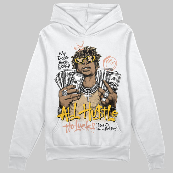 TAN Sneakers DopeSkill Hoodie All Hustle No Luck Graphic Streetwear - White 