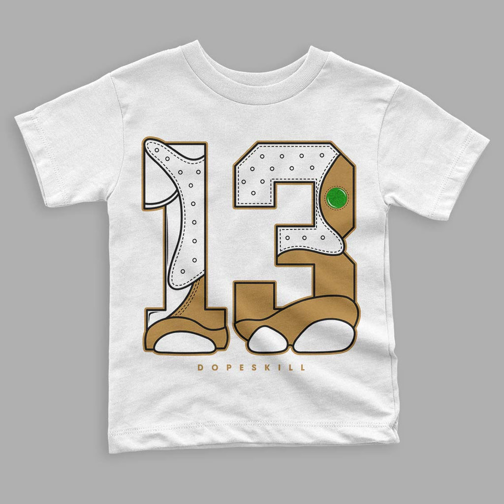 Jordan 13 Wheat 2023 DopeSkill Toddler Kids T-shirt No.13 Streetwear - White