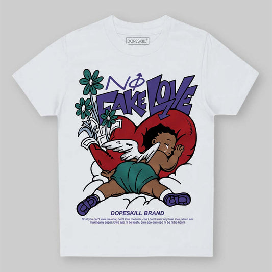 Jordan 5 OG “Grape” DopeSkill Toddler Kids T-shirt No Fake Love Graphic Streetwear - White