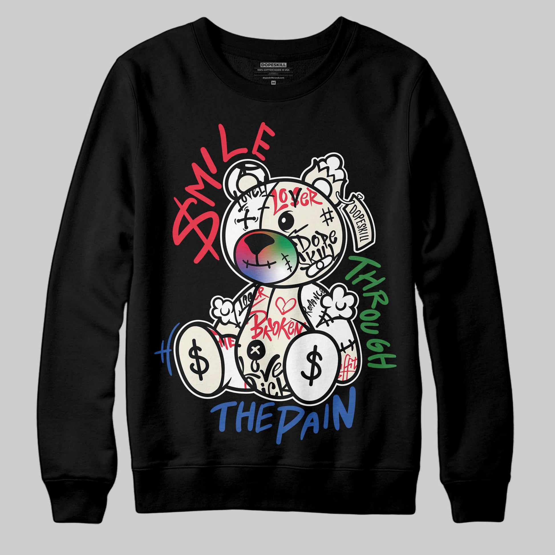 Jordan 11 Retro 285 Atlanta DopeSkill Sweatshirt Smile Through The Pain Graphic Streetwear - Black