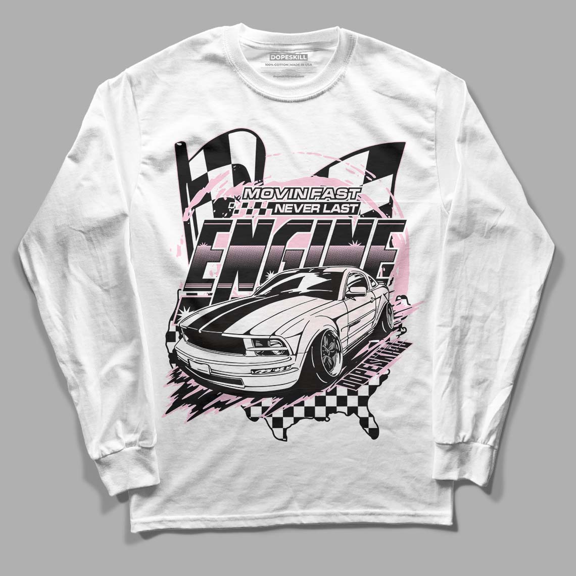 Dunk Low LX Pink Foam DopeSkill Long Sleeve T-Shirt ENGINE Tshirt Graphic Streetwear - White