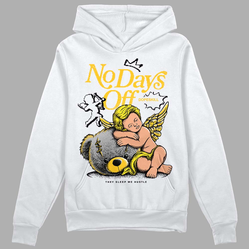 Jordan 4 Retro “Vivid Sulfur” DopeSkill Hoodie Sweatshirt New No Days Off Graphic Streetwear - White 