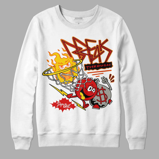 Jordan 3 Fire Red DopeSkill Sweatshirt Break Through Graphic Streetwear - White