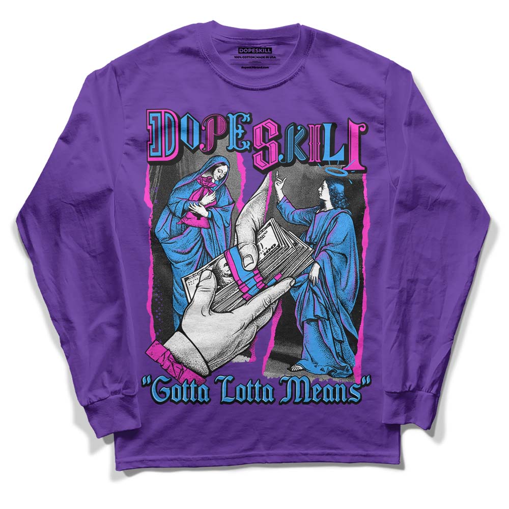 PURPLE Sneakers DopeSkill Purple Long Sleeve T-Shirt Gotta Lotta Means Graphic Streetwear
