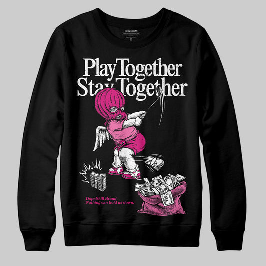 Rick Owens Pink Leather Low Sneakers DopeSkill Sweatshirt Play together, Stay together Graphic Streetwear - Black