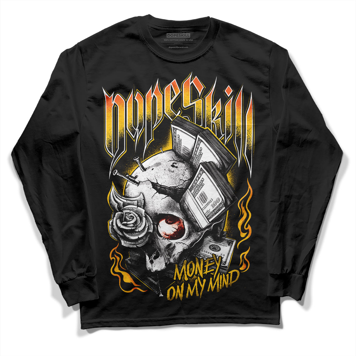 Yellow Sneakers DopeSkill Long Sleeve T-Shirt Money On My Mind Graphic Streetwear - Black