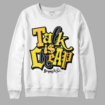 Jordan 4 Retro “Vivid Sulfur” DopeSkill Sweatshirt Talk Is Chip Graphic Streetwear - White 