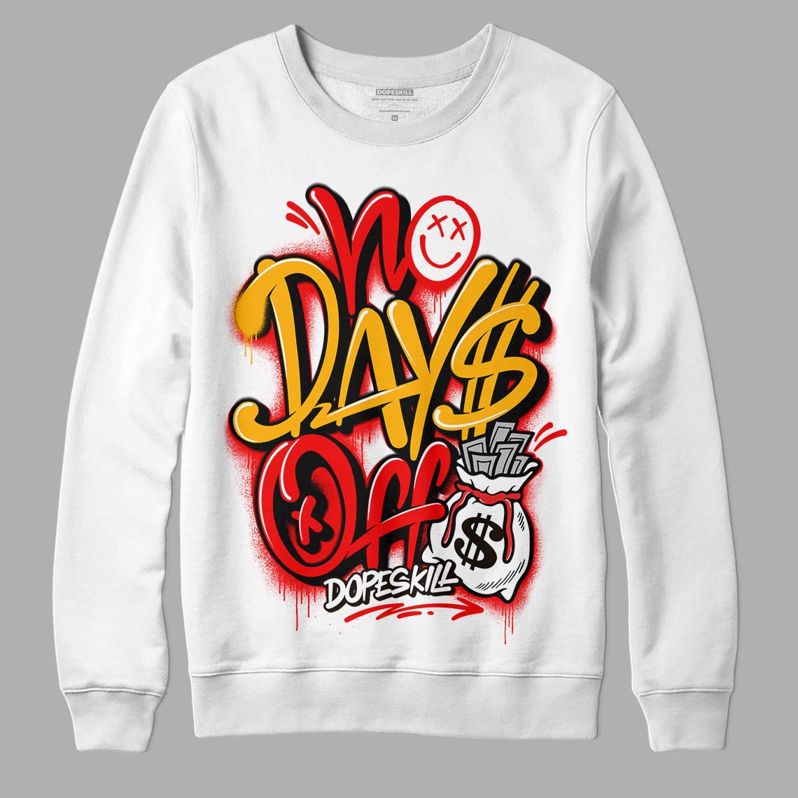 Red Sneakers DopeSkill Sweatshirt No Days Off Graphic Streetwear - White