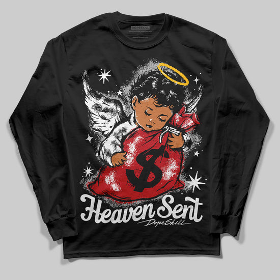 Jordan 11 “Bred Velvet” DopeSkill Long Sleeve T-Shirt Heaven Sent Graphic Streetwear - Black