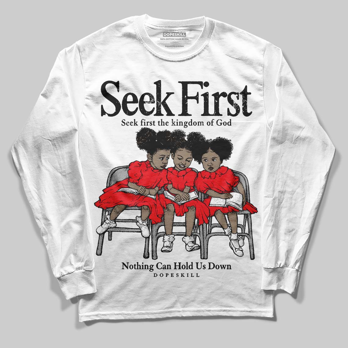 Red Sneakers DopeSkill Long Sleeve T-Shirt New Seek First Graphic Streetwear - White