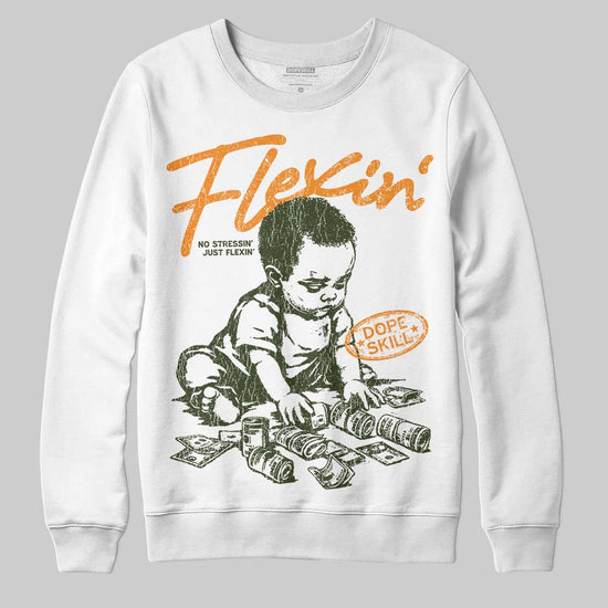 Olive Sneakers DopeSkill Sweatshirt Flexin' Graphic Streetwear - White 