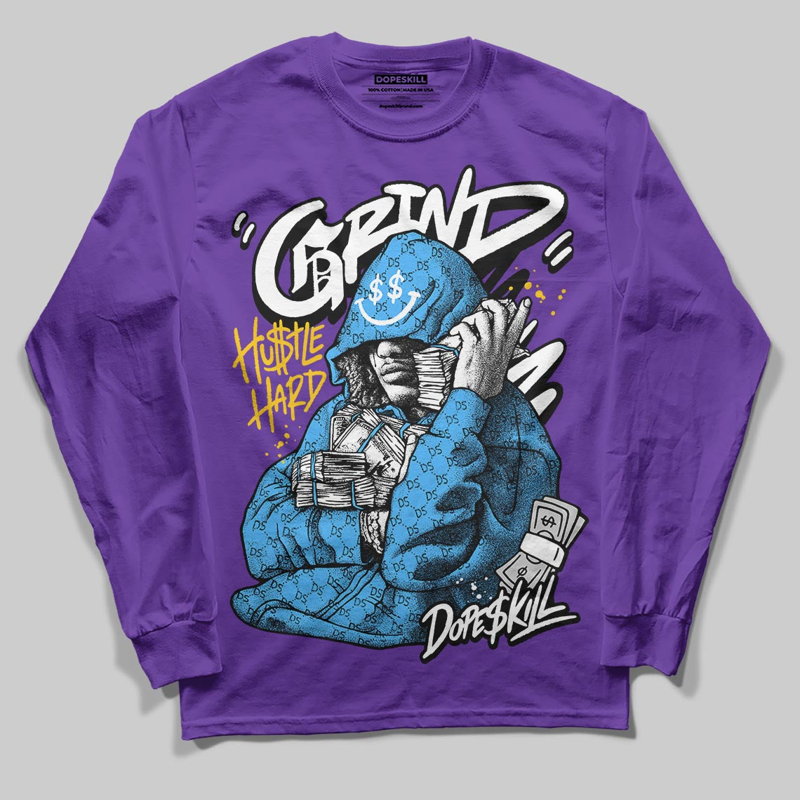 PURPLE Sneakers DopeSkill Long Sleeve T-Shirt Grind Pray Graphic Streetwear - Purple