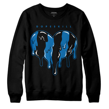 AJ 1 Dark Marina Blue DopeSkill Sweatshirt Slime Drip Heart Graphic