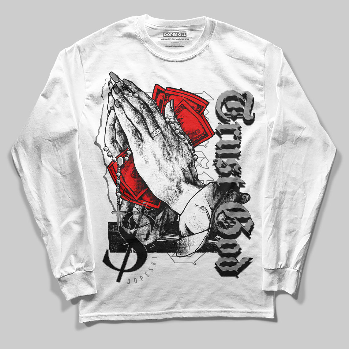 Grey Sneakers DopeSkill Long Sleeve T-Shirt Trust God Graphic Streetwear - White