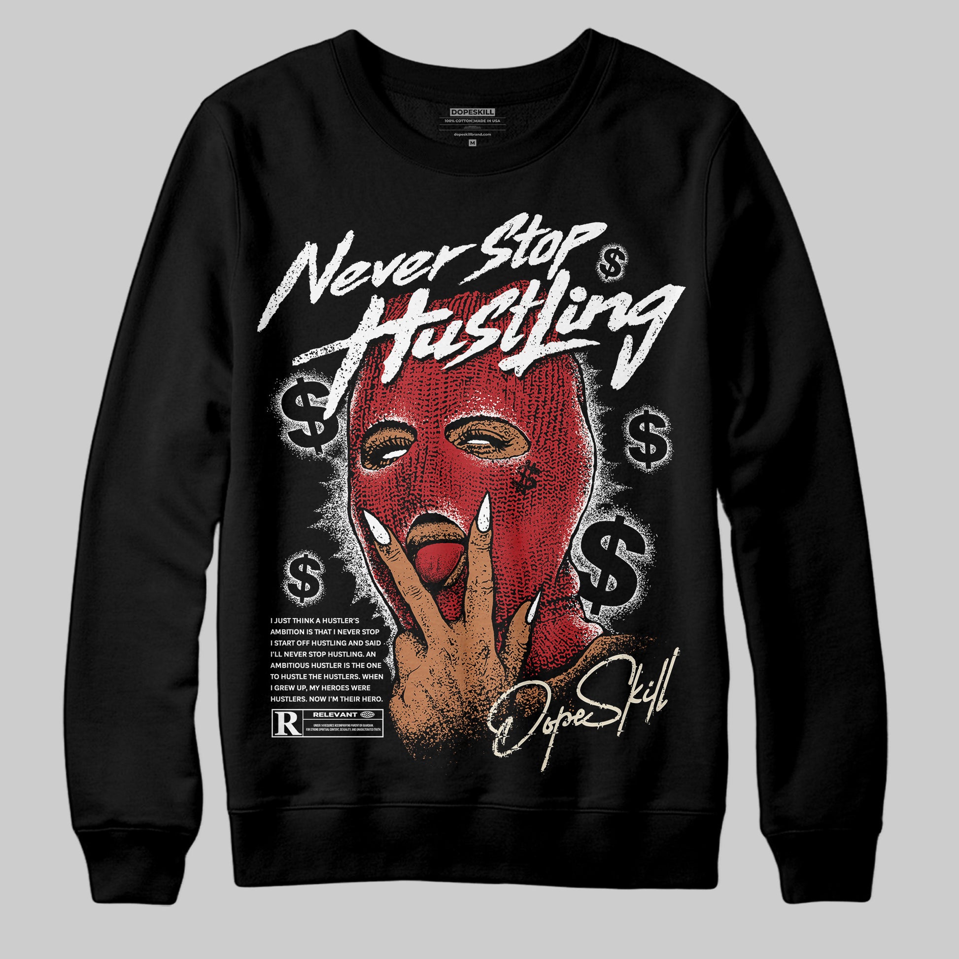 Jordan 1 Retro High OG Black Toe Reimagined DopeSkill Sweatshirt Never Stop Hustling Graphic Streetwear - Black