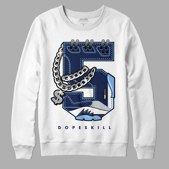 Jordan 5 Midnight Navy DopeSkill Sweatshirt No.5 Graphic Streetwear