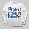 Jordan 1 Low OG “Storm Blue” DopeSkill Long Sleeve T-Shirt Protect Me From Evil Graphic Streetwear - White