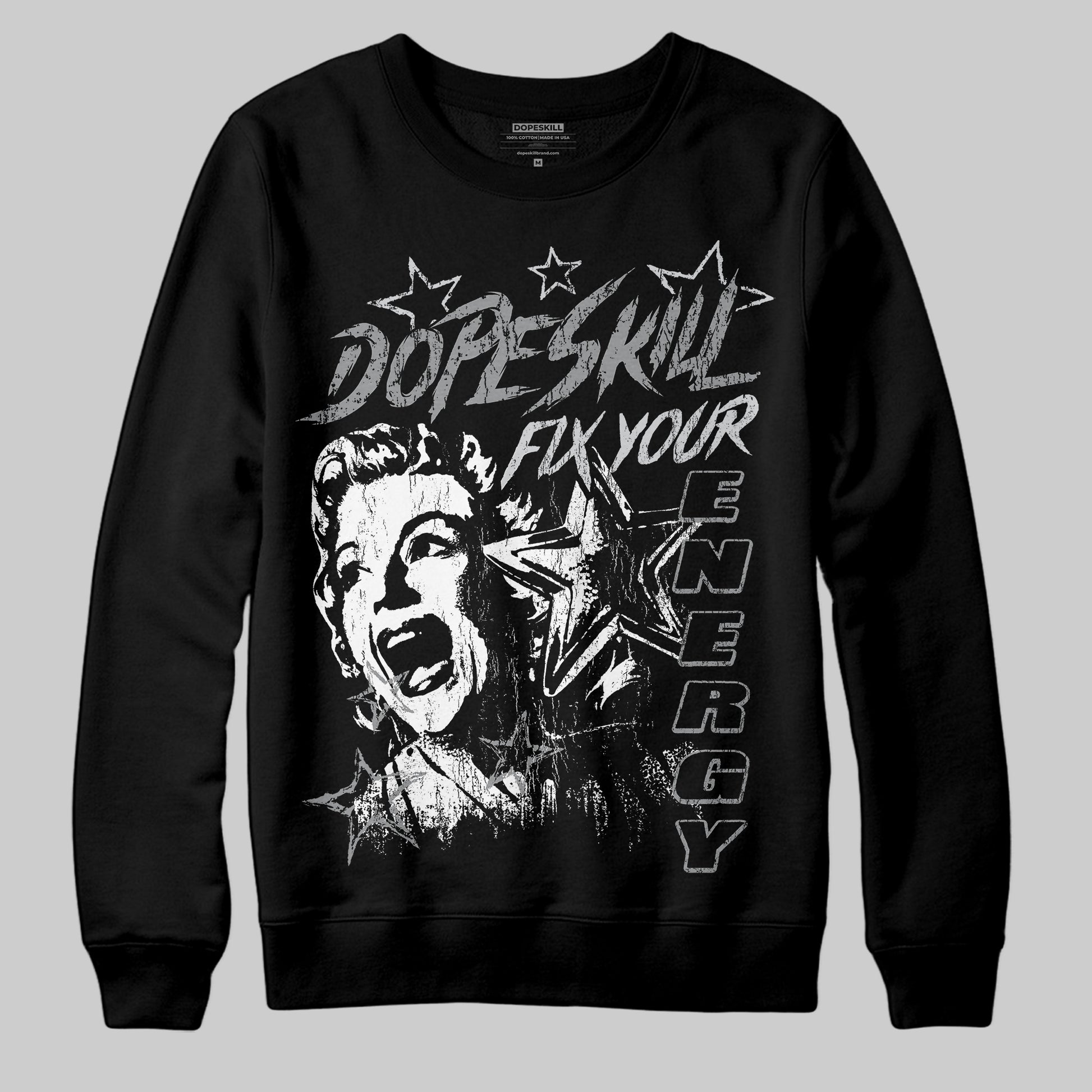 Jordan 5 Retro Wolf Grey (2026) DopeSkill Sweatshirt Fix Your Energy Graphic Streetwear - Black