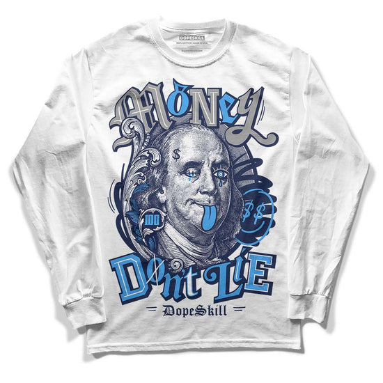 Jordan Spiz’ike Low “White/Obsidian” DopeSkill Long Sleeve T-Shirt Money Don't Lie Graphic Streetwear - White