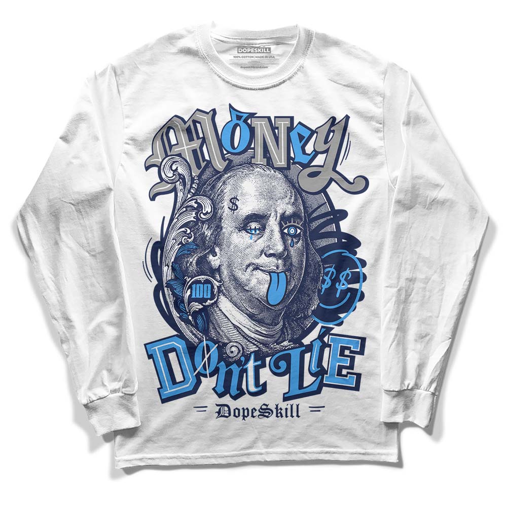 Jordan Spiz’ike Low “White/Obsidian” DopeSkill Long Sleeve T-Shirt Money Don't Lie Graphic Streetwear - White