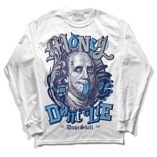 Jordan Spiz’ike Low “White/Obsidian” DopeSkill Long Sleeve T-Shirt Money Don't Lie Graphic Streetwear - White