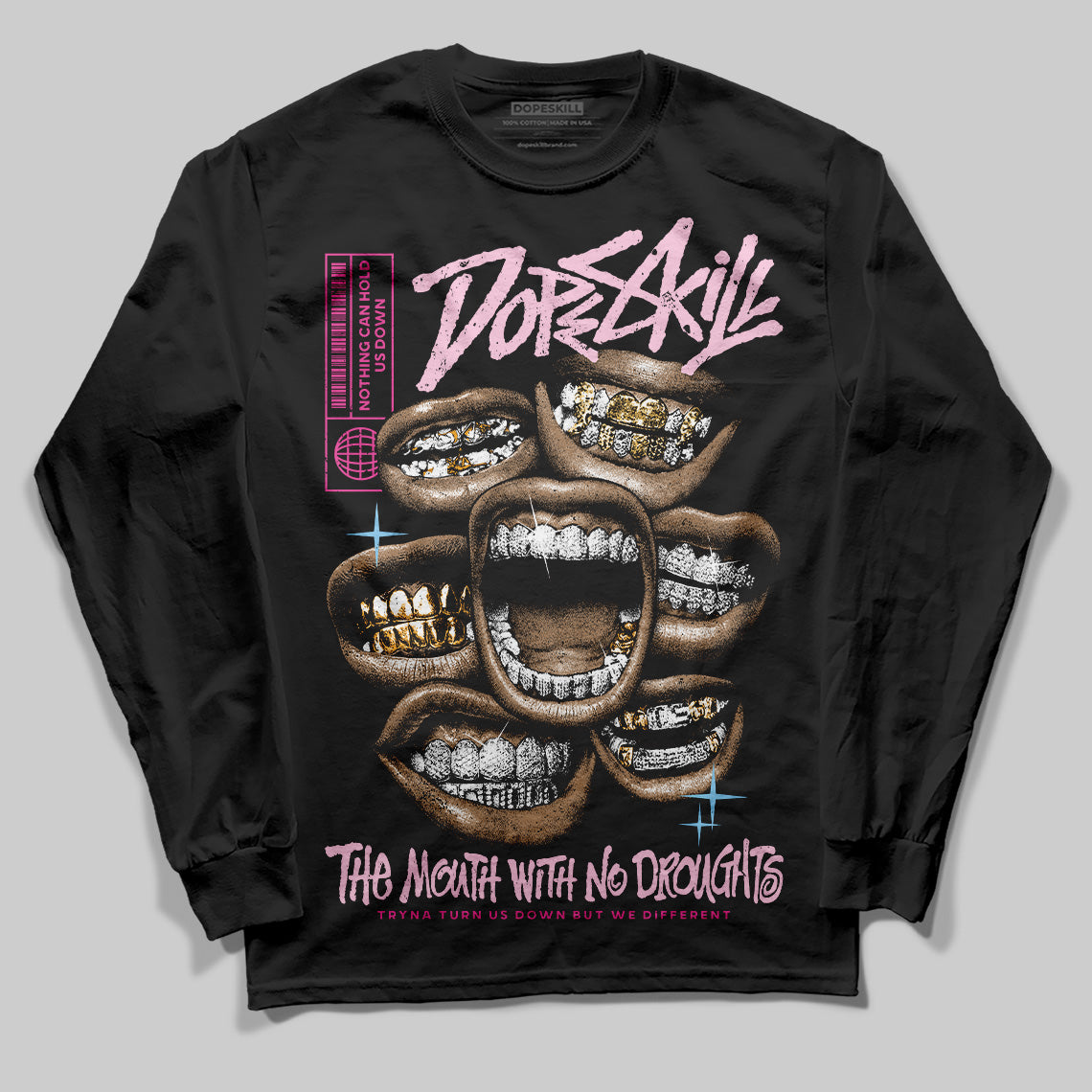 Jordan 6 “Doernbecher” DopeSkill Long Sleeve T-Shirt The Mouth With No Droughts Graphic Streetwear - Black