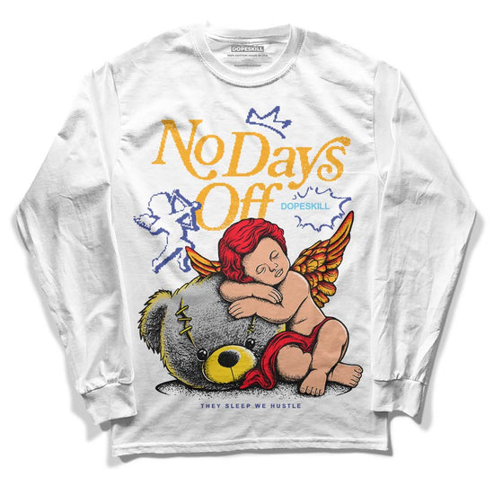 Jordan 1 Mid GS 'Six Championships DopeSkill Long Sleeve T-Shirt New No Days Off Graphic Streetwear - White