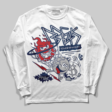 Jordan 4 SB “Summit White/Navy” DopeSkill Long Sleeve T-Shirt Break Through Graphic Streetwear - White