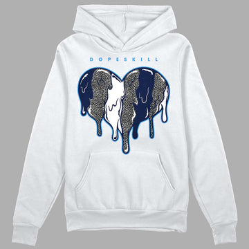 Jordan 3 "Midnight Navy"  DopeSkill Hoodie Sweatshirt Slime Drip Heart Graphic Streetwear - White