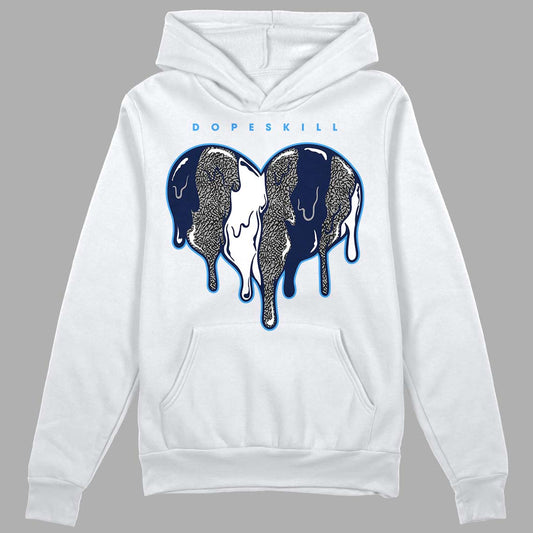 Jordan 3 "Midnight Navy"  DopeSkill Hoodie Sweatshirt Slime Drip Heart Graphic Streetwear - White