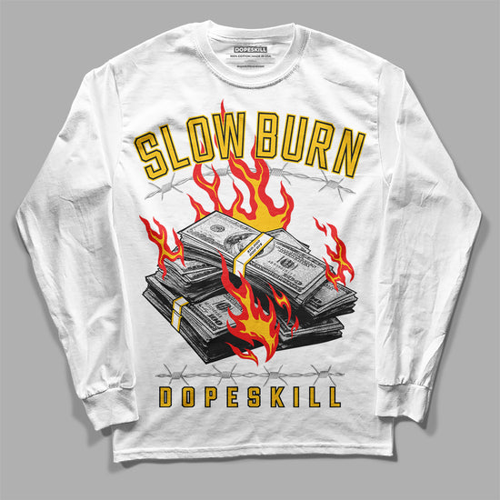 Yellow Sneakers DopeSkill Long Sleeve T-Shirt Slow Burn Graphic Streetwear - White